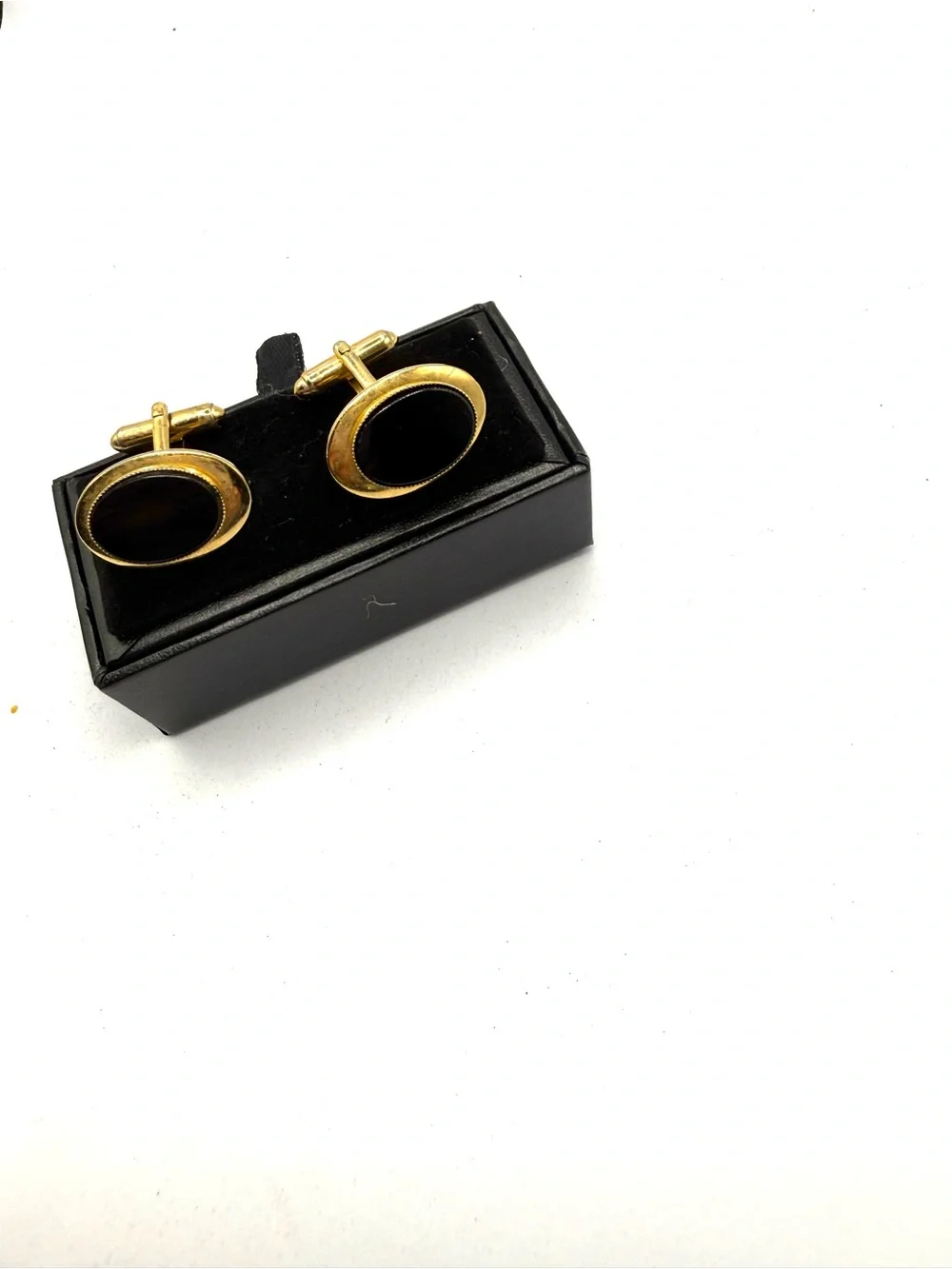 Gold-Tone Black Oval Cufflinks - Classic Men's Accessory
